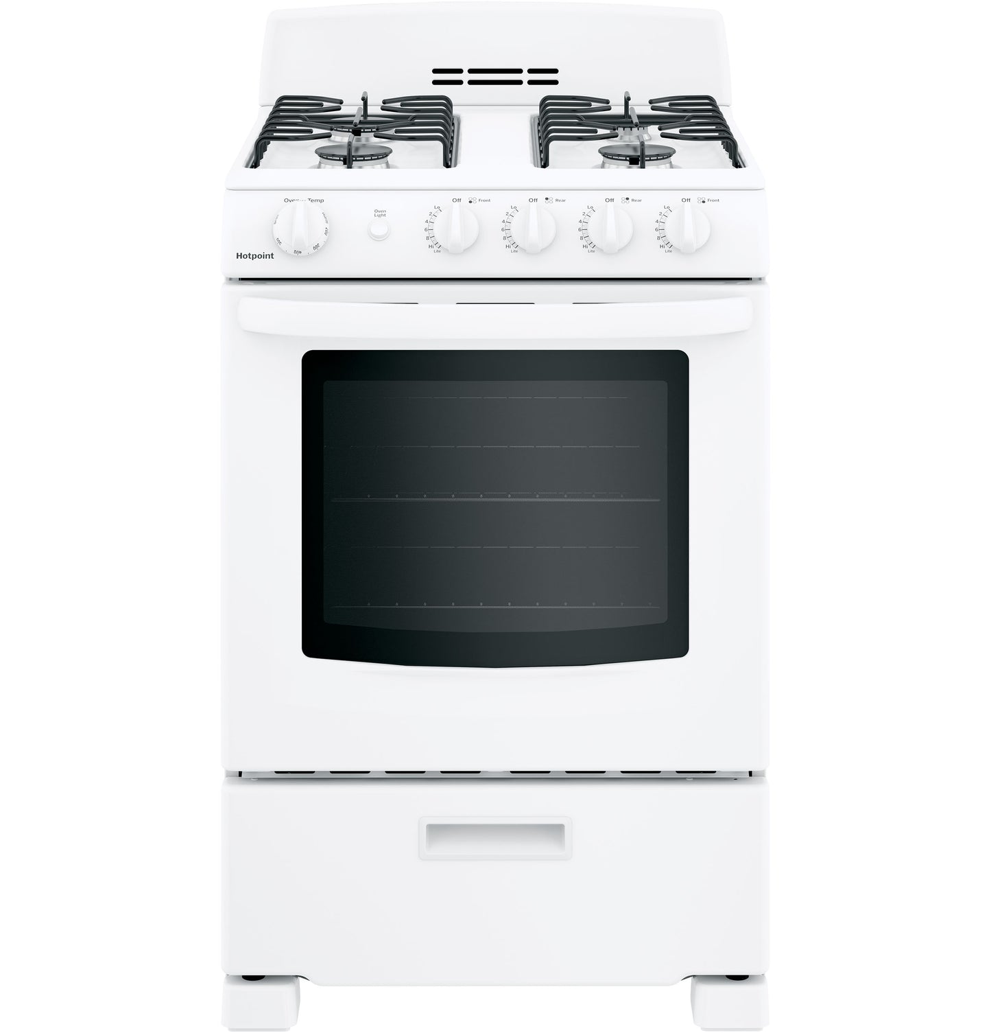 HOTPOINT® 24" FRONT-CONTROL FREE-STANDING GAS RANGE WITH LARGE WINDOW